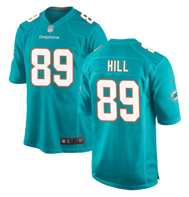 Men's Miami Dolphins #89 Julian Hill Aqua Stitched Game Jersey Men's Miami Dolphins #89 Julian Hill Aqua Stitched Game Jersey